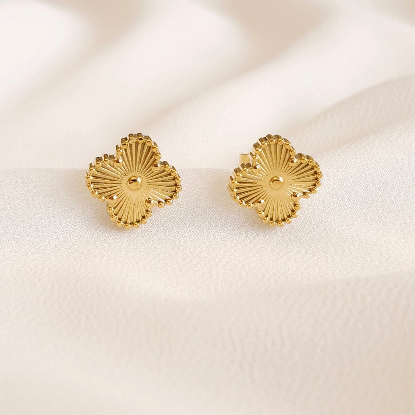 Gold Clover Stud Earrings