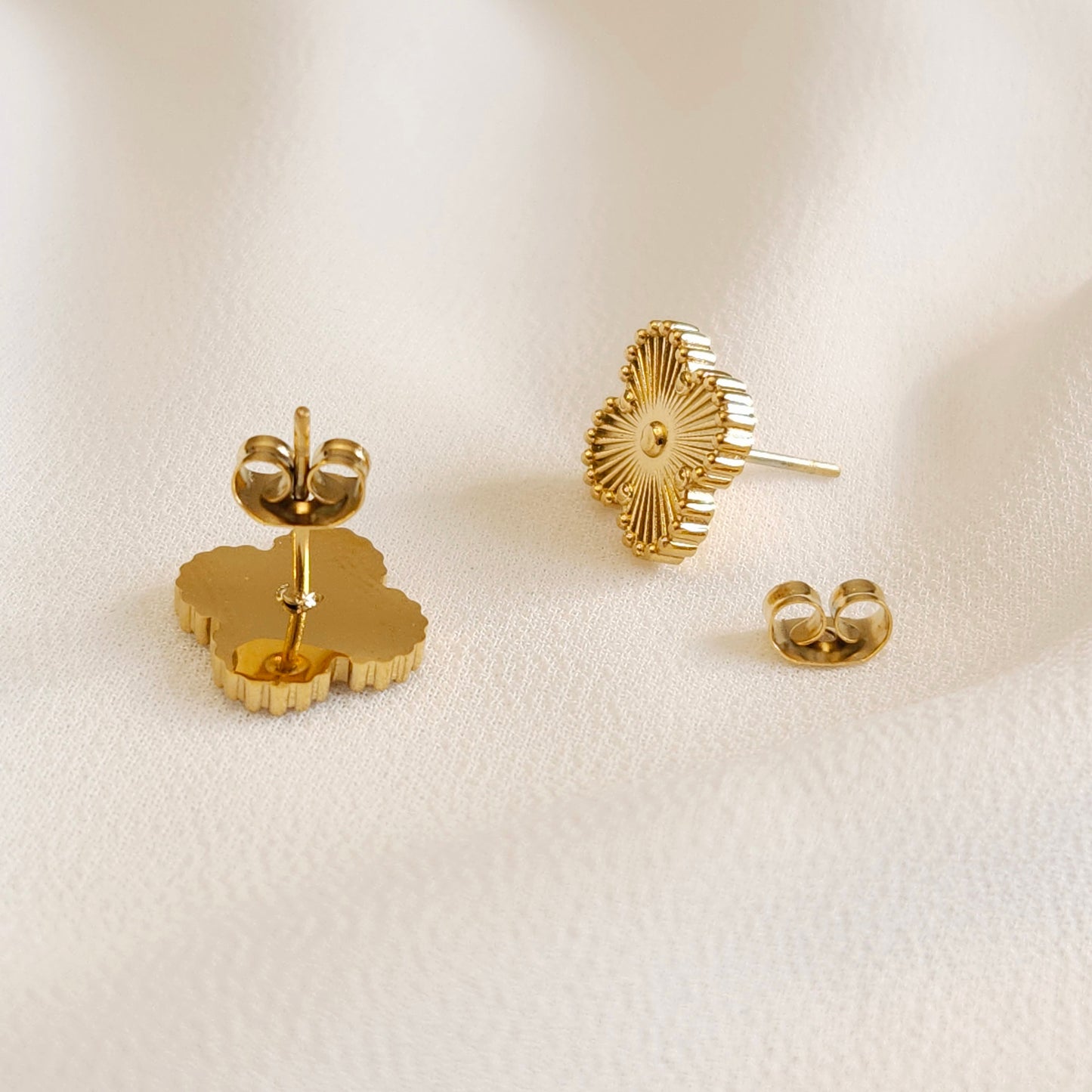 Gold Clover Stud Earrings