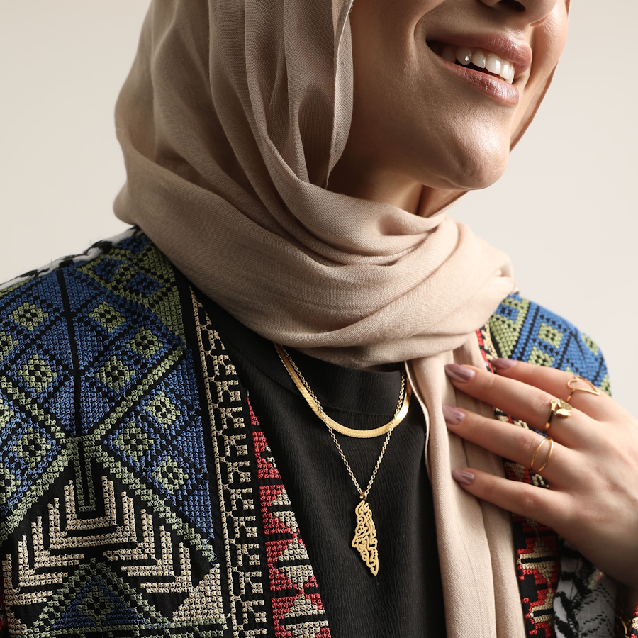 Palestine Calligraphy & Key Necklace