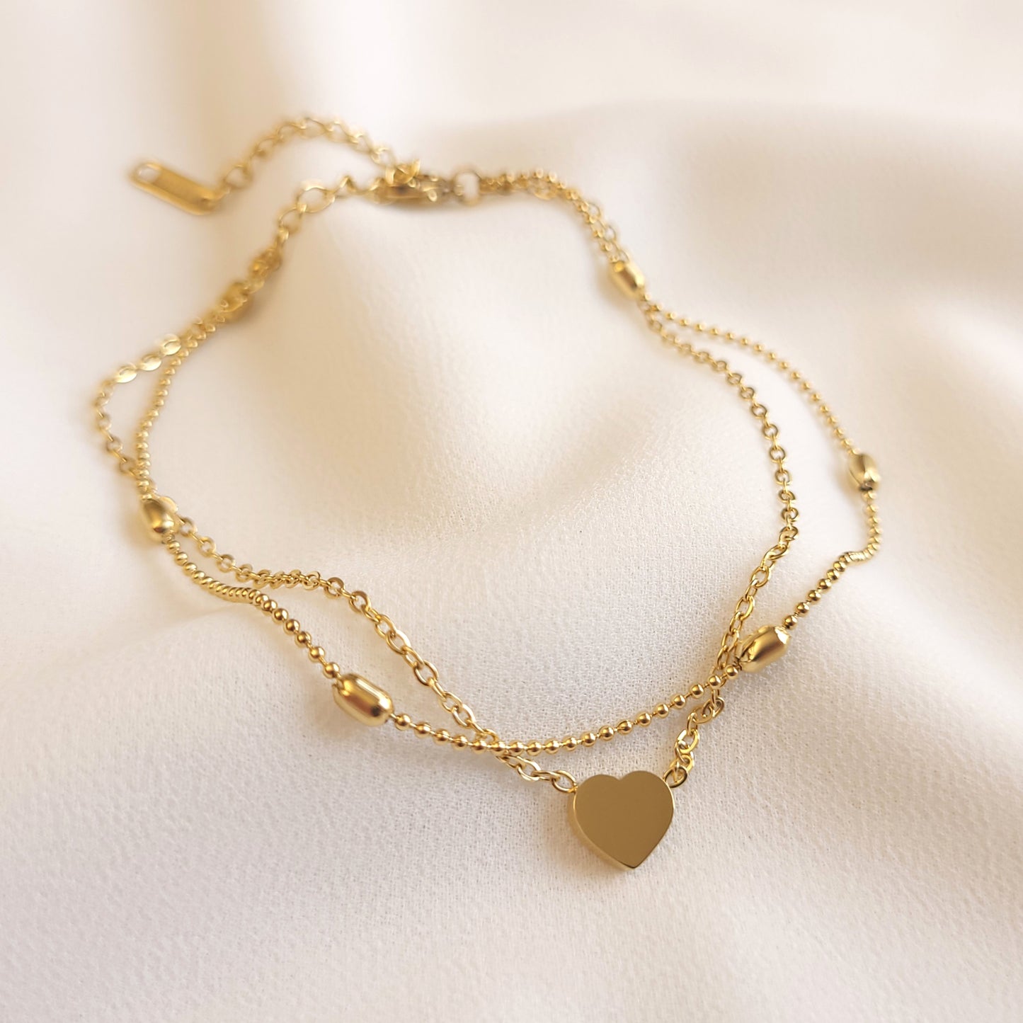 Petit Heart Double Chain Anklet