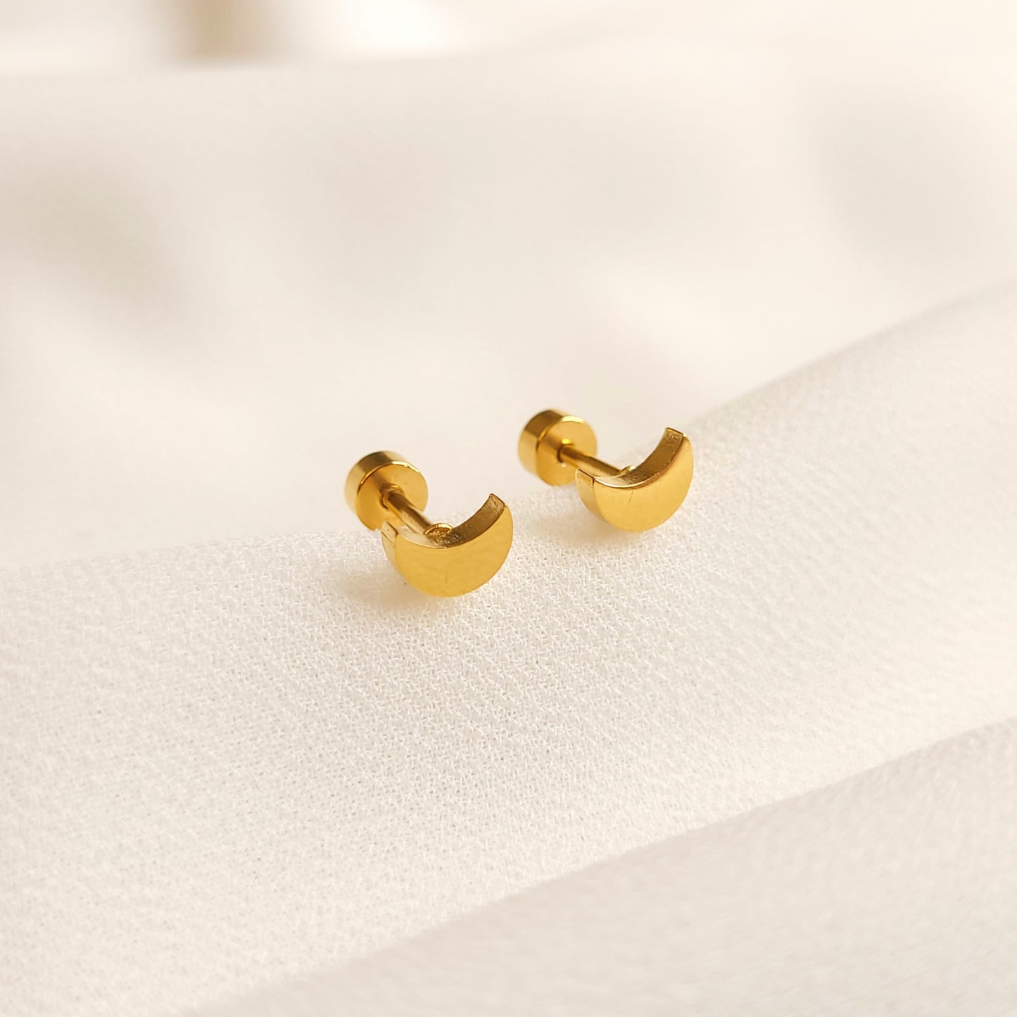 Crescent Moon Stud Earrings