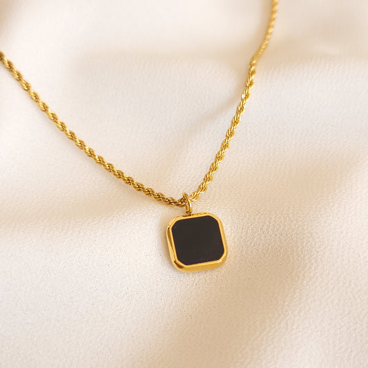 Geometric Black Stone Pendant