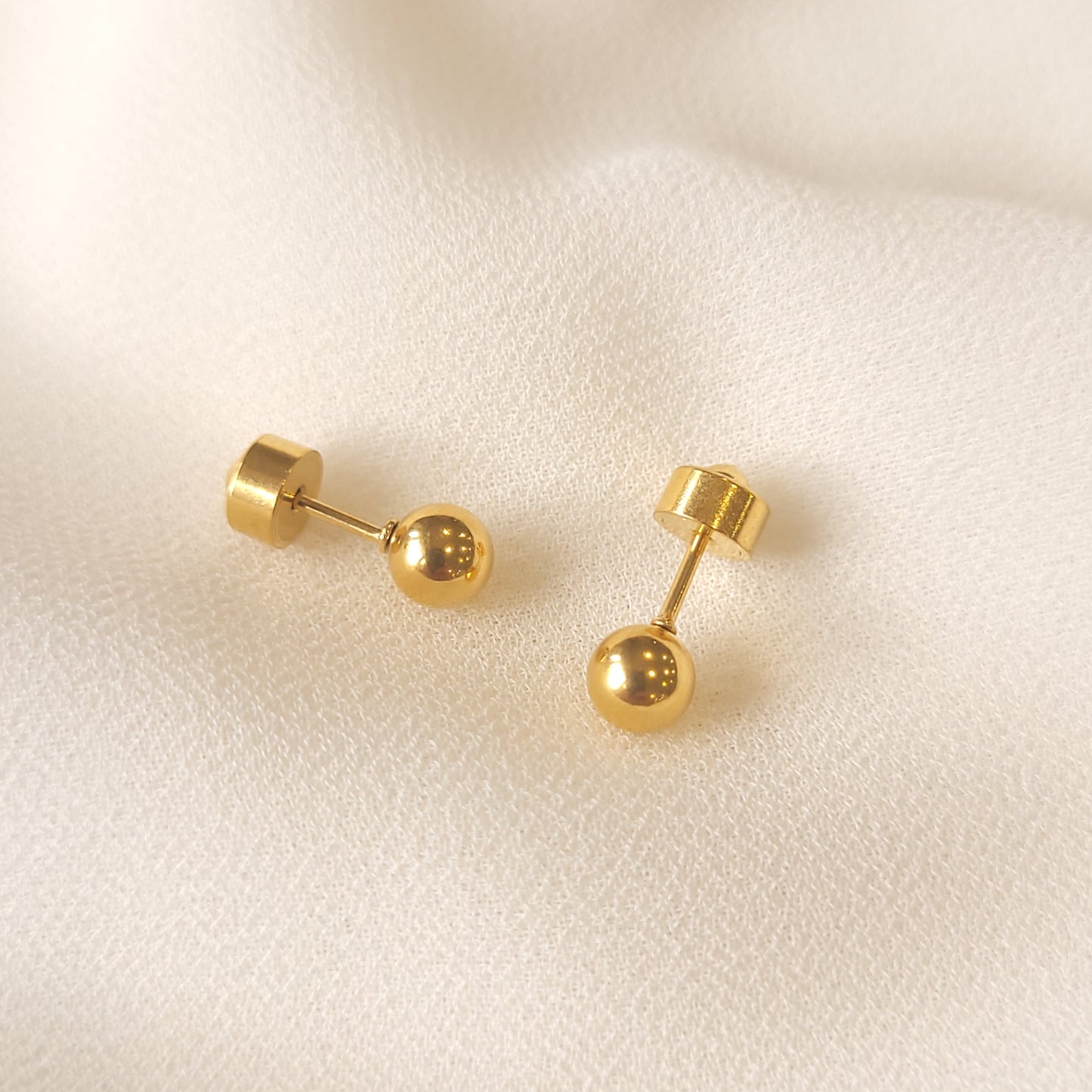 Ball Stud Earrings Push Back