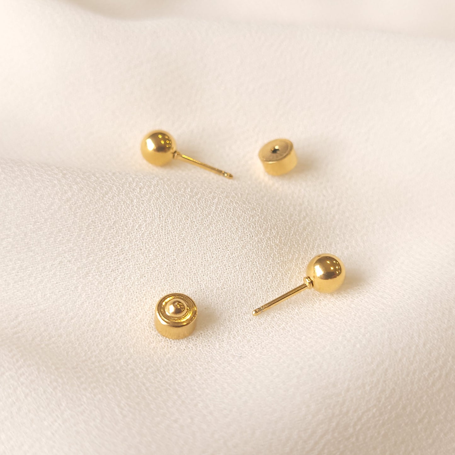 Ball Stud Earrings Push Back