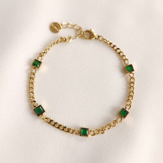 Green Emerald Chain Bracelet