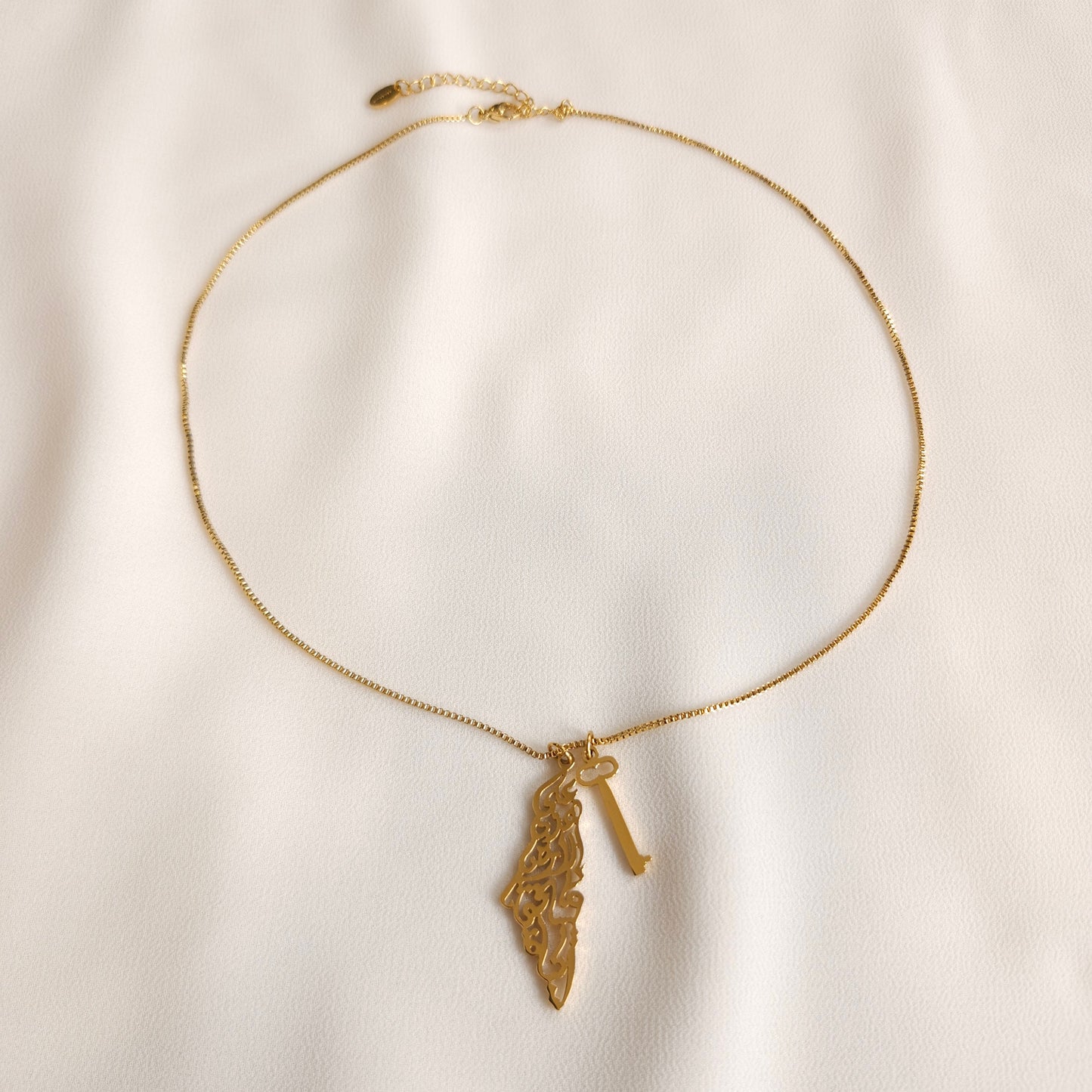 Palestine Calligraphy & Key Necklace