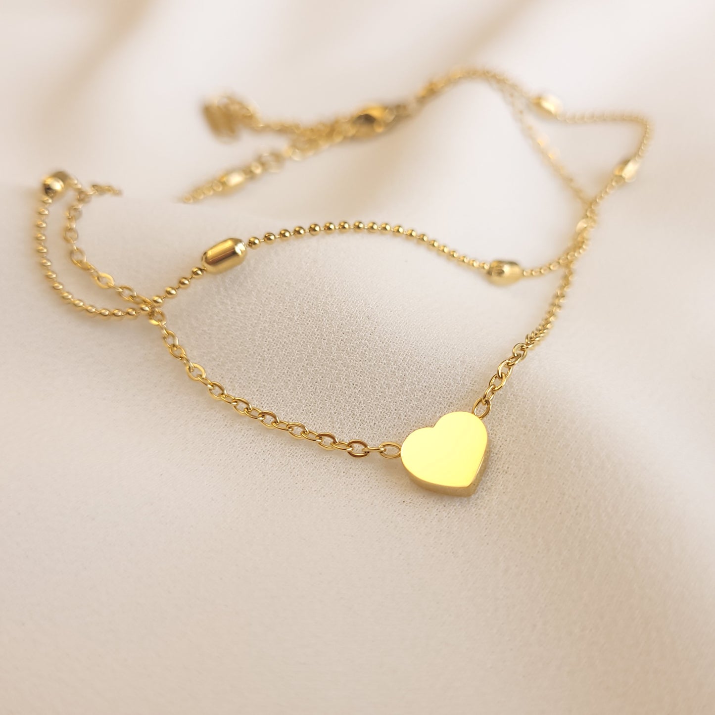 Petit Heart Double Chain Anklet
